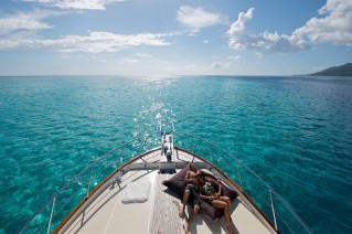 Yacht MISS KULANI -  Relaxing on the Bow at anchor